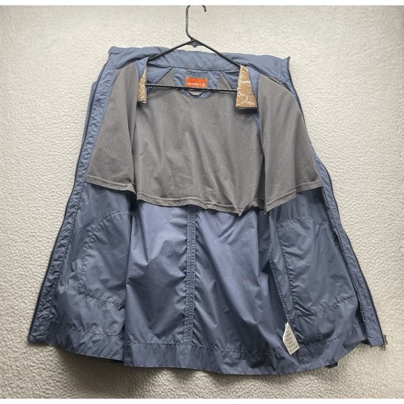 Merrell Rain Jacket, Womens XL, Blue Check, Lightweight, Hidden Hood - Picture 8 of 16